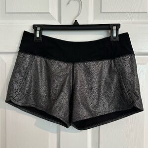 lululemon athletica Black and Silver Athletic Shorts